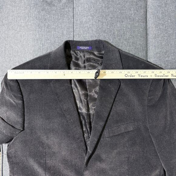 Adolfo Suit Jacket Men 42R Gray Corduroy Cotton Sport Blazer Boho Twee - Picture 5 of 9